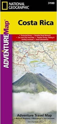 Costa Rica Adventure Map National Geographic Costa Rica Adventure Map