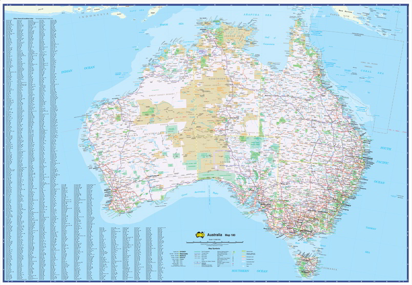 Australia large 180 laminated wall map